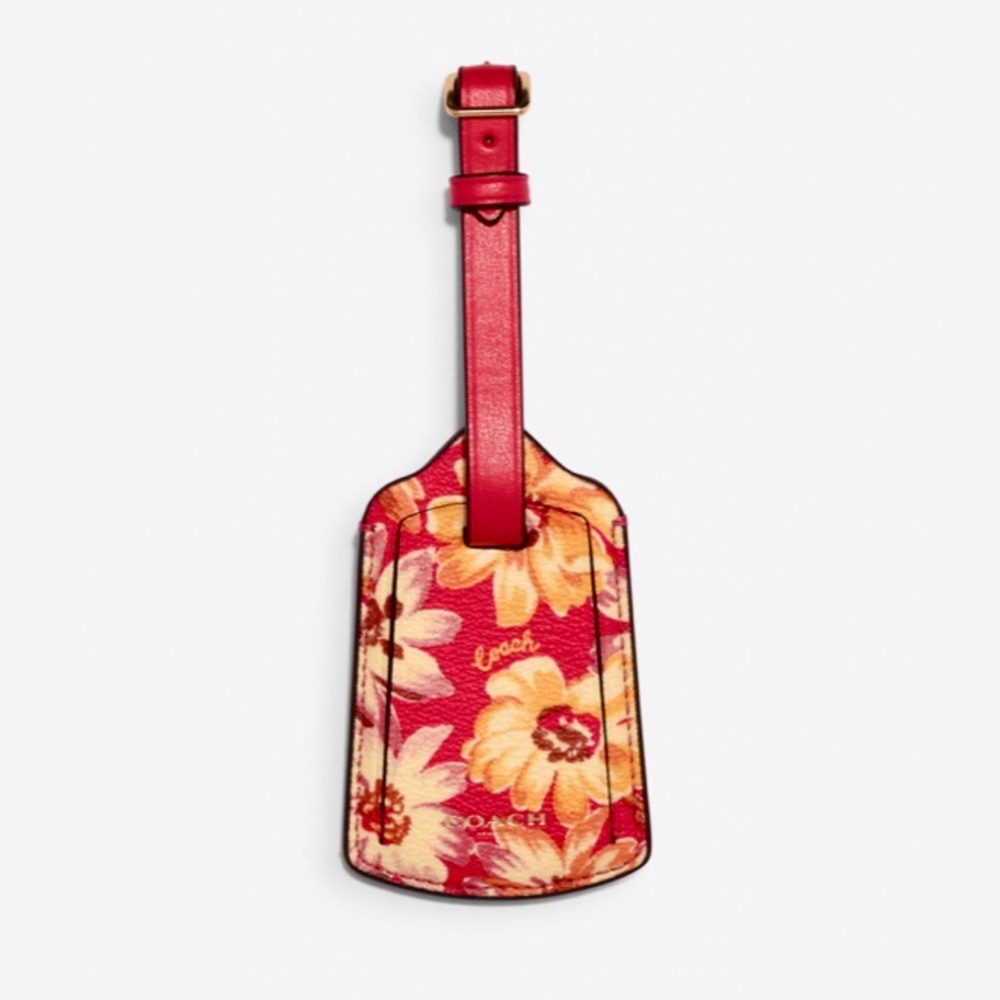 COACH NWT Luggage Tag w Vintage Daisy Script Print